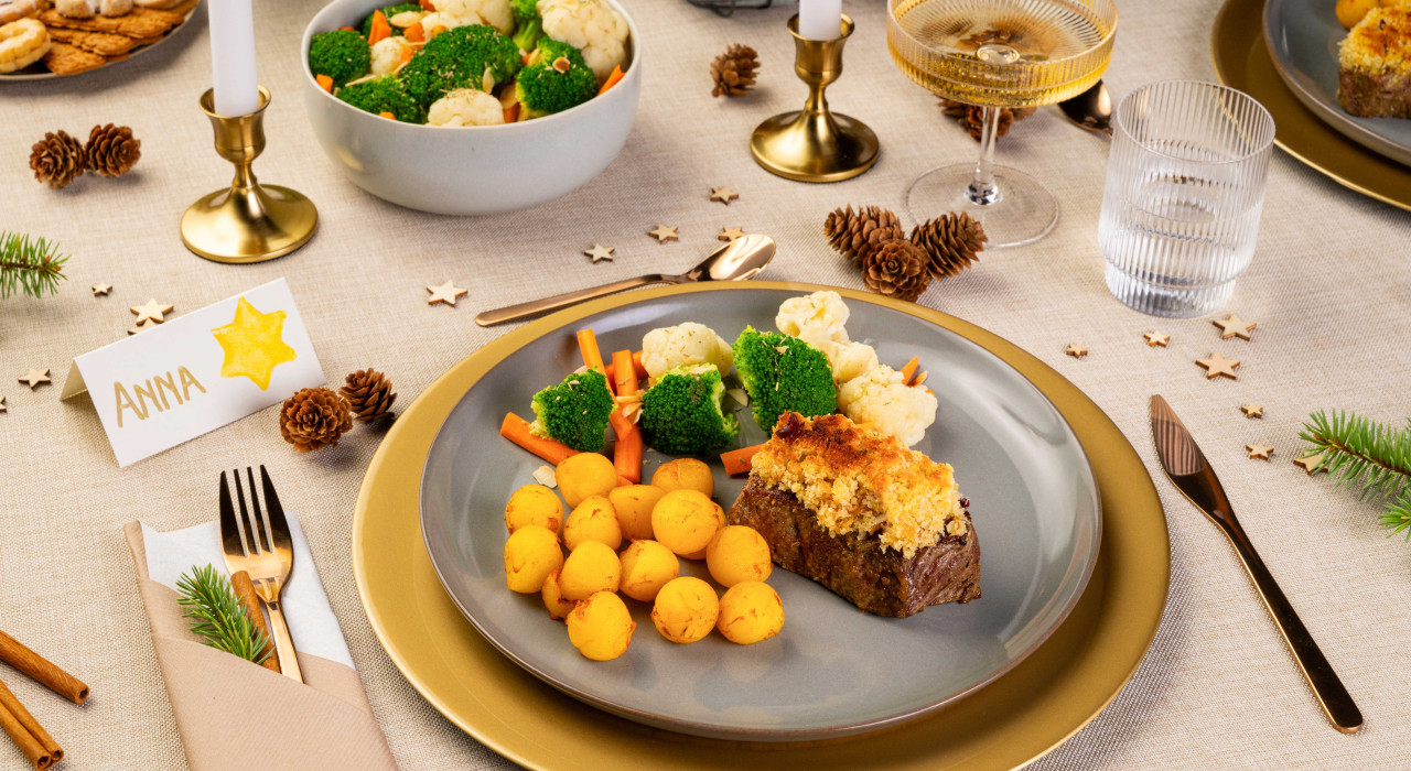 Beiriedschnitte mit Weißbrot-Kruste