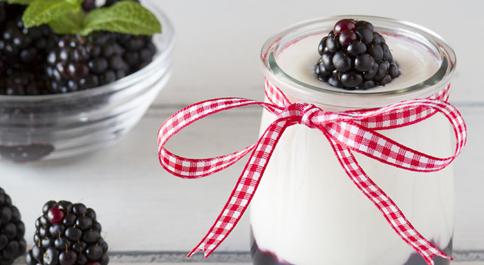 Holler Creme mit Brombeeren