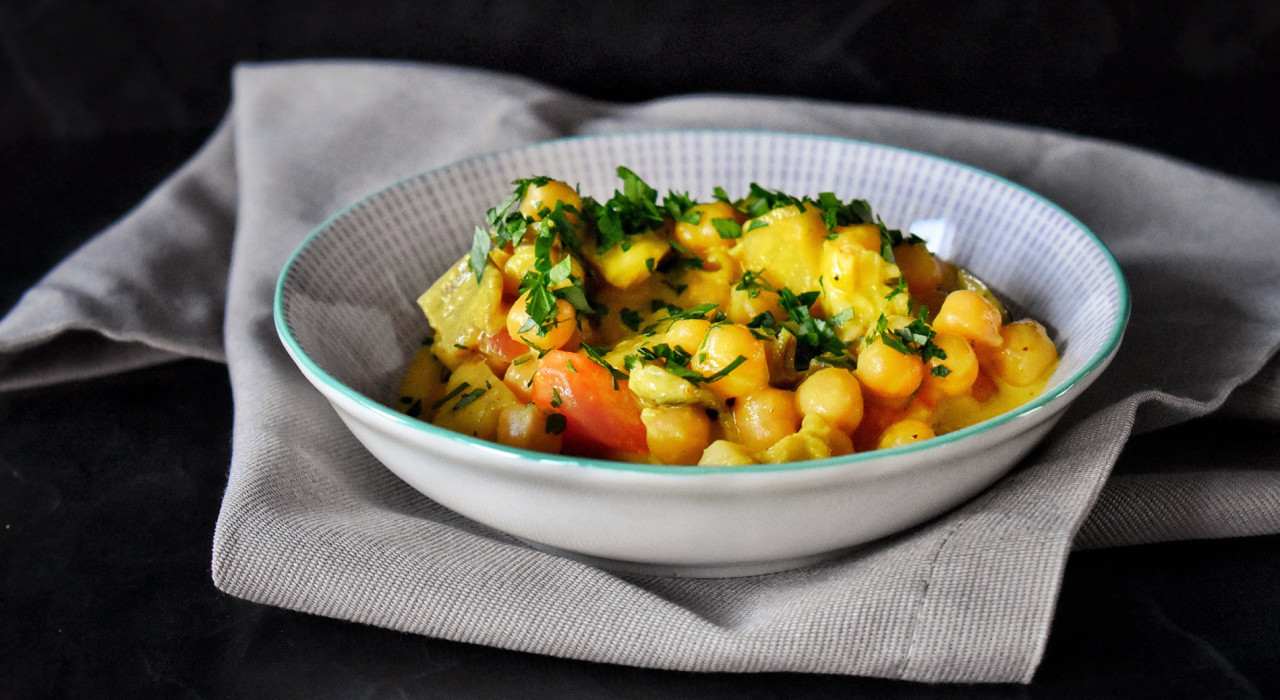 Kichererbsen mit Curry & Rupp Feinster Streich mit Gouda